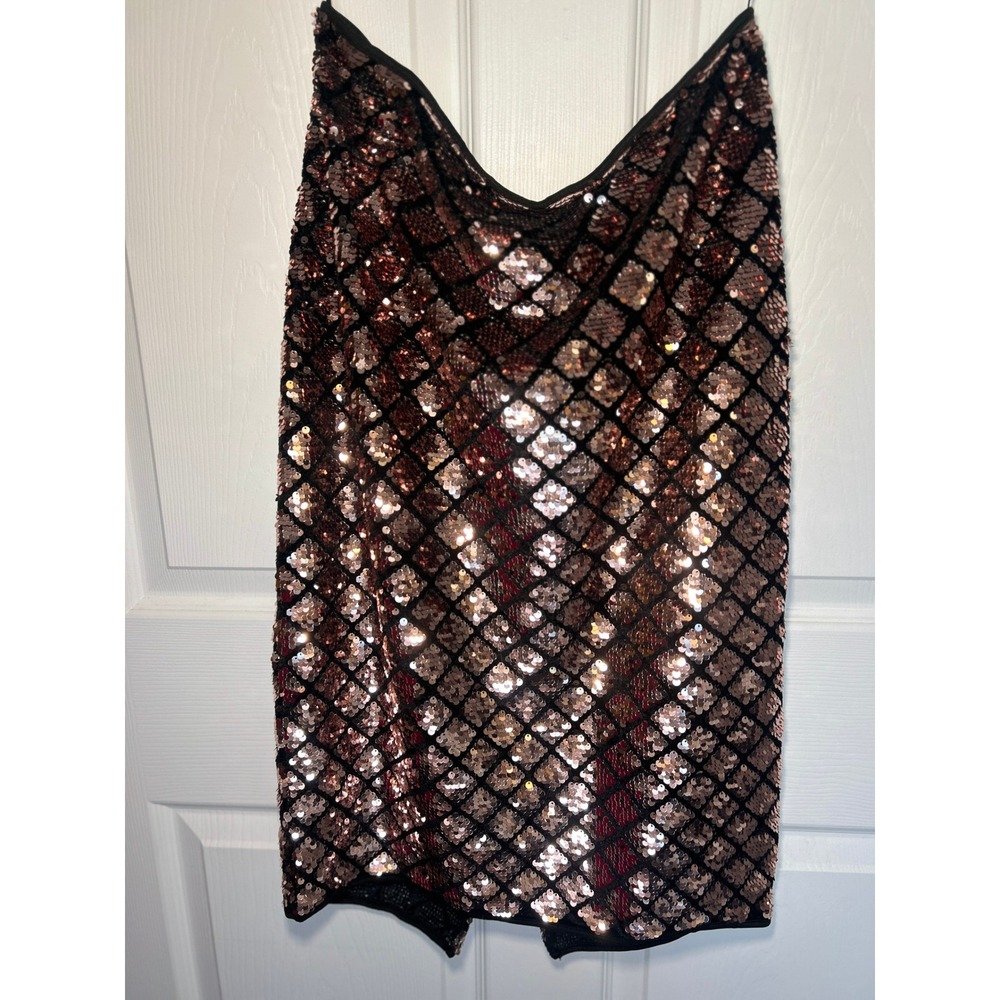 Say What Rose Gold Black Sequin Party Pencil Skirt Geometric Women's L
